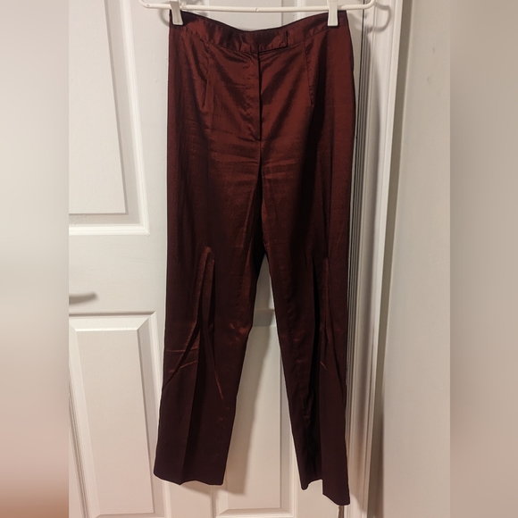 Motivi Made in Italy Burgundy Iridescent Blazer and Slacks Suit Set, Sz US6/FR38 - Picture 5 of 16